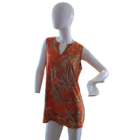 🧡 LAUREN Ralph Lauren Sleeveless Paisley Blouse 💃 - Picture 3 of 6